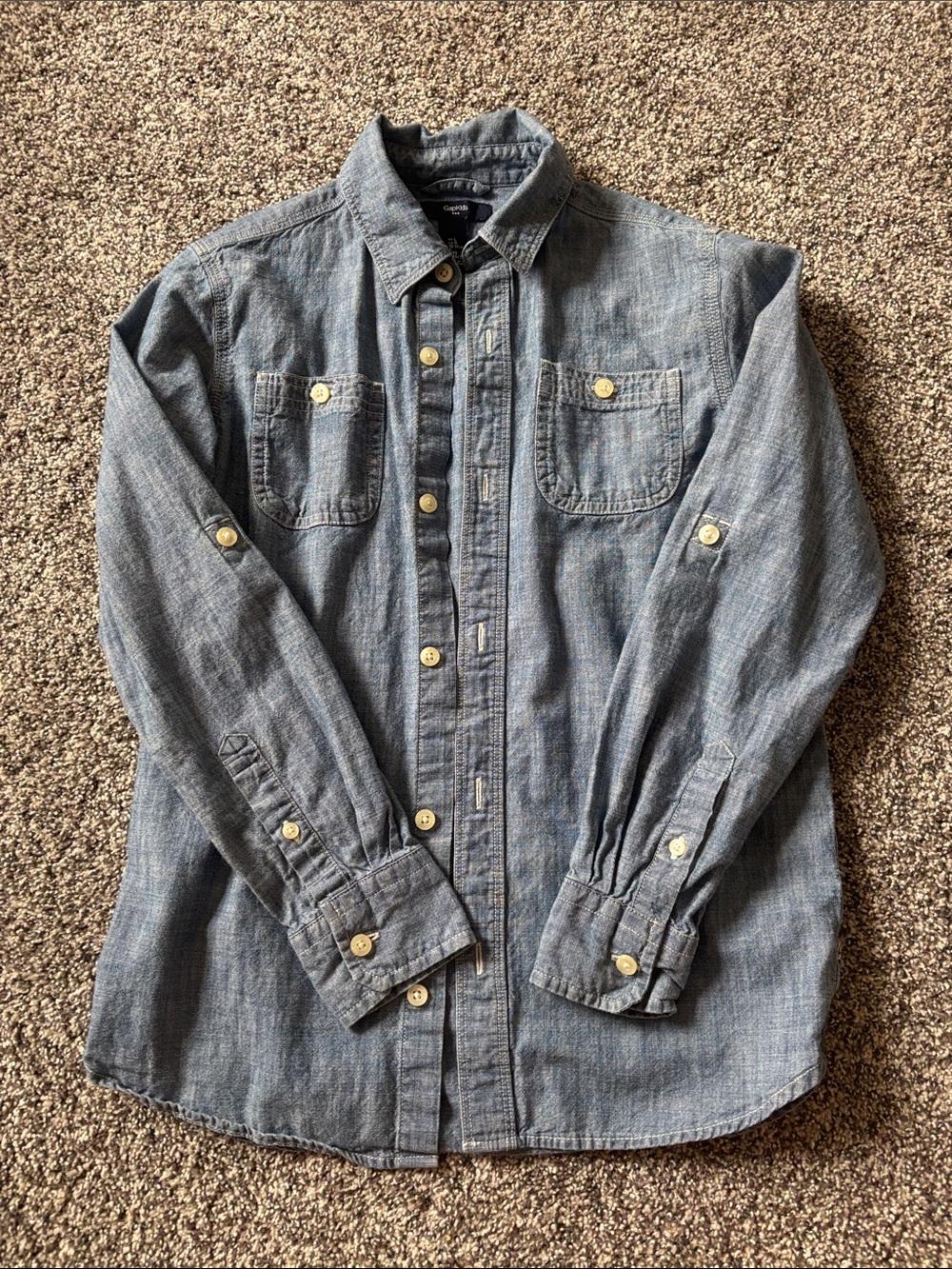 GAP Light Denim Button-Down Shirt - Blue boys size 10-11
